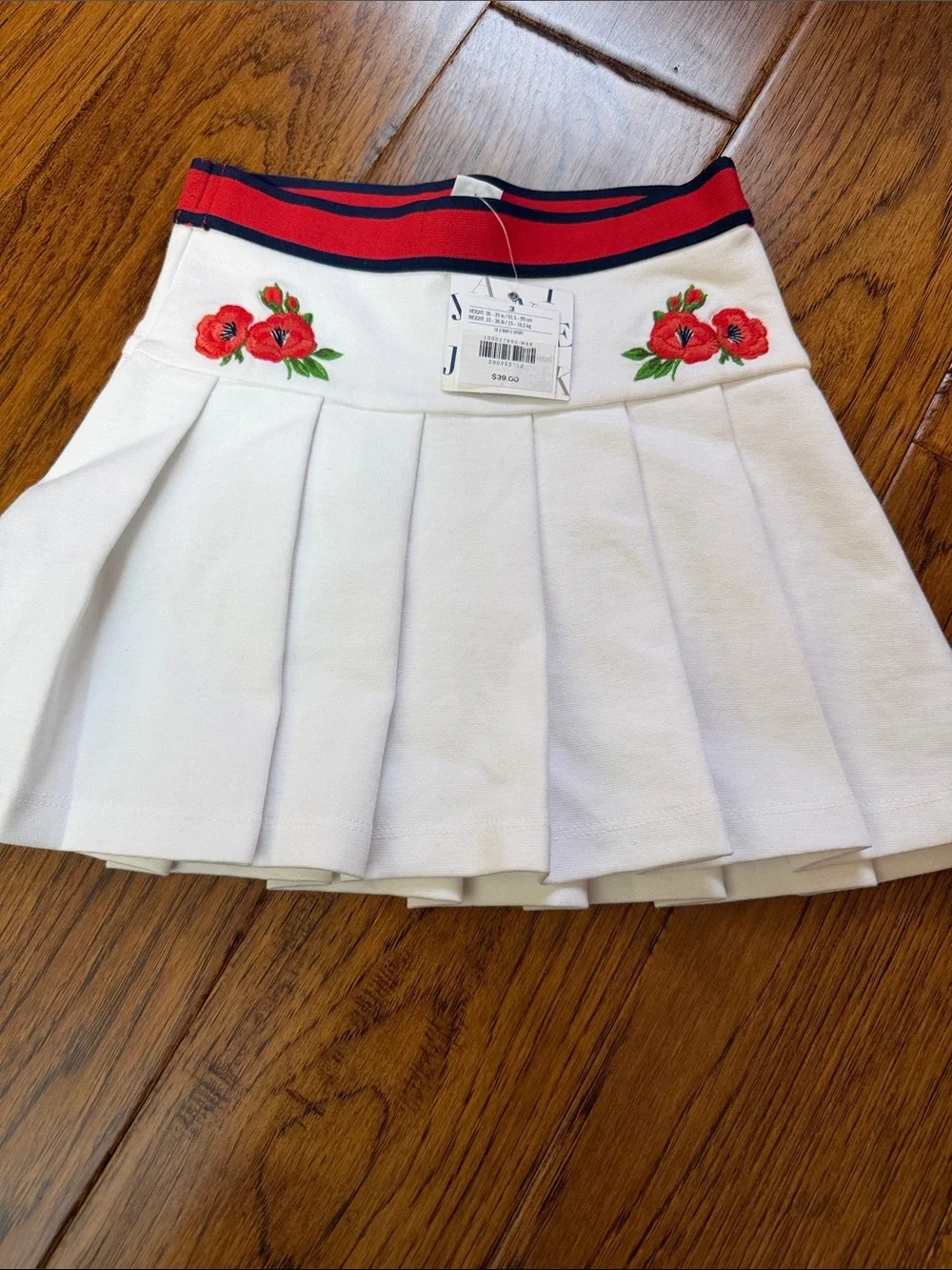 Girls White Ruffle Tank & Red Leggings with White Pleated Skirt Set